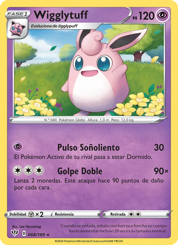 Carta Wigglytuff de la expansión Oscuridad Incandescente, número 68/189