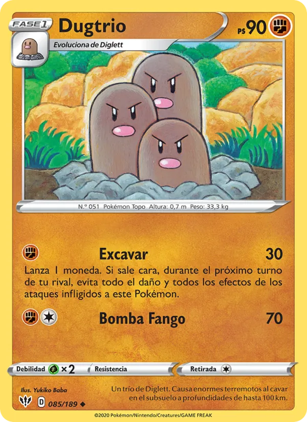 Carta Dugtrio de la expansión Oscuridad Incandescente, número 85/189
