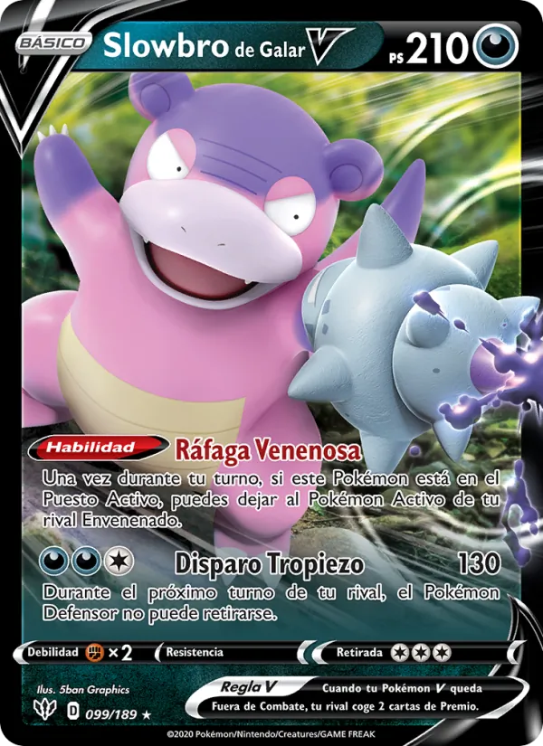 Carta Slowbro V de Galar de la expansión Oscuridad Incandescente, número 99/189