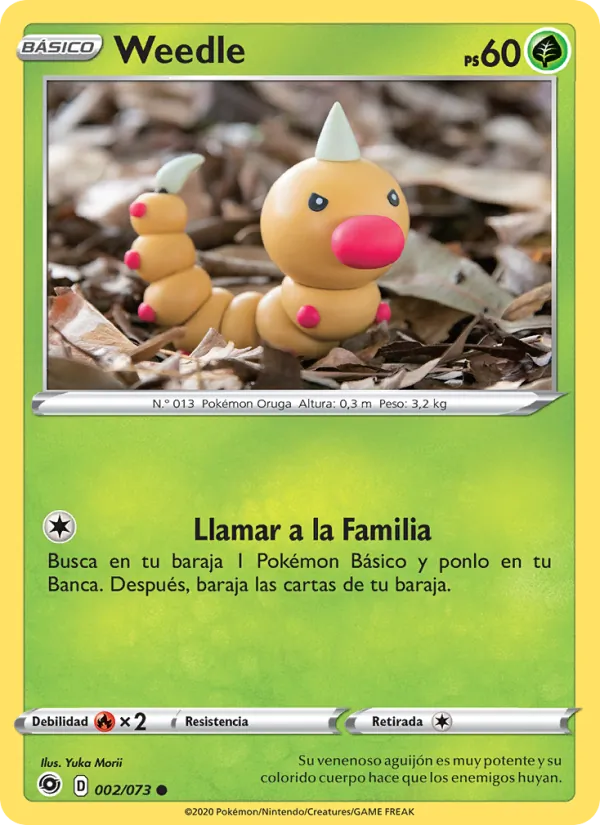 Carta Weedle de la expansión Camino de Campeones, número 2/73