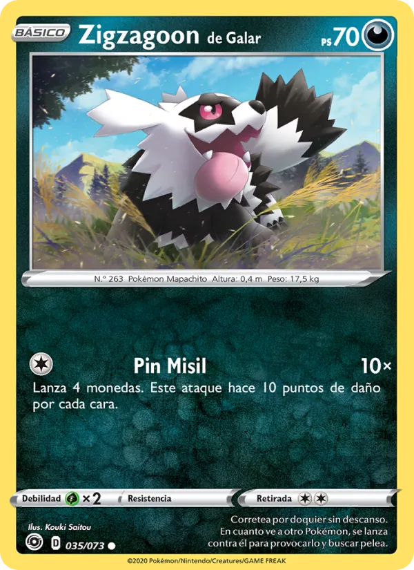 Carta Zigzagoon de Galar de la expansión Camino de Campeones, número 35/73