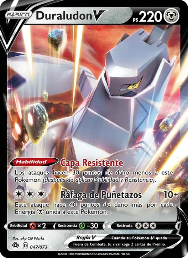 Carta Duraludon V de la expansión Camino de Campeones, número 47/73