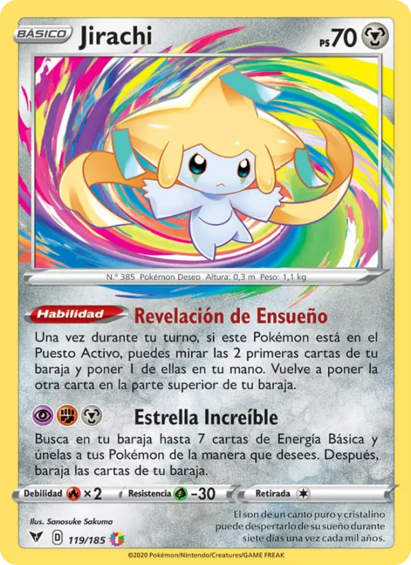Carta Jirachi de la expansión Voltaje Vívido, número 119/185