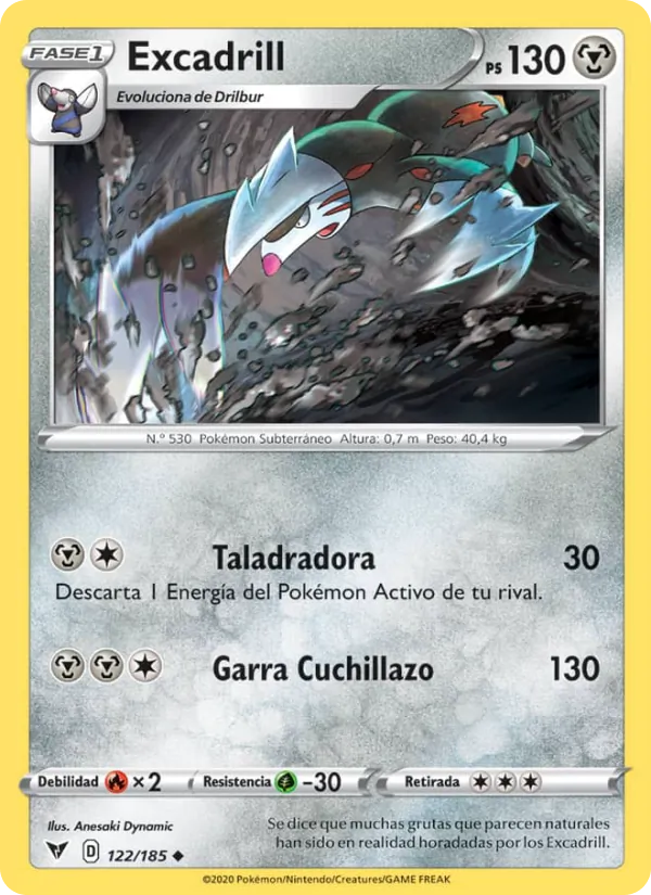Carta Excadrill de la expansión Voltaje Vívido, número 122/185