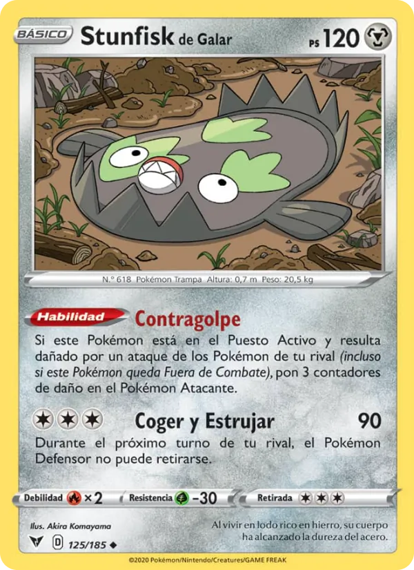 Carta Stunfisk de Galar de la expansión Voltaje Vívido, número 125/185