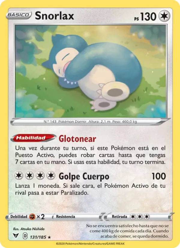 Carta Snorlax de la expansión Voltaje Vívido, número 131/185
