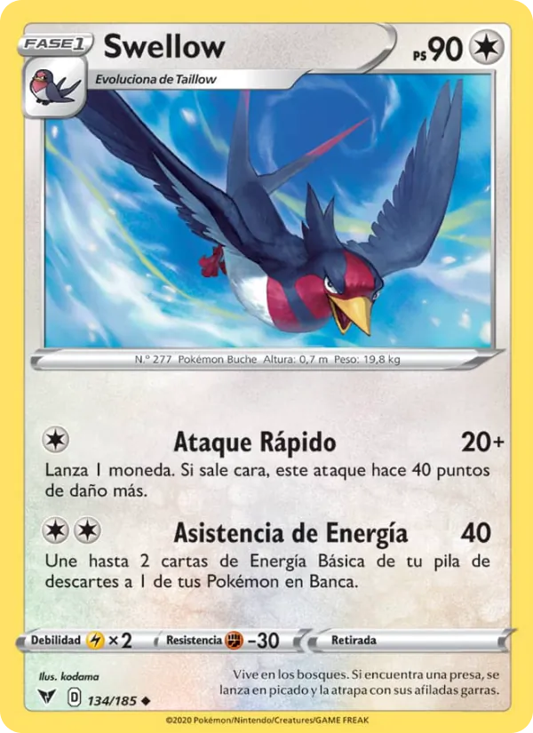 Carta Swellow de la expansión Voltaje Vívido, número 134/185