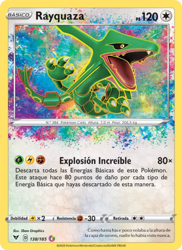 Carta Rayquaza de la expansión Voltaje Vívido, número 138/185