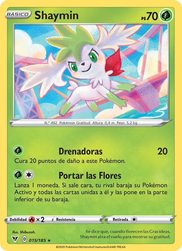 Carta Shaymin de la expansión Voltaje Vívido, número 15/185