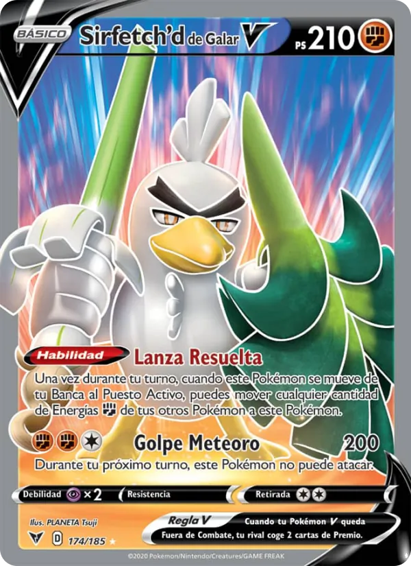 Carta Sirfetch'd de Galar V de la expansión Voltaje Vívido, número 174/185