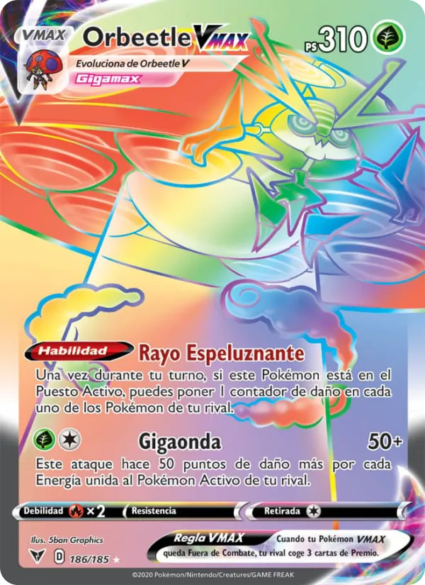 Carta Orbeetle VMAX de la expansión Voltaje Vívido, número 186/185