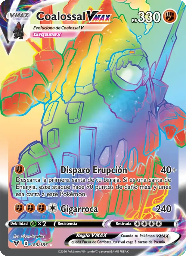 Carta Coalossal VMAX de la expansión Voltaje Vívido, número 189/185