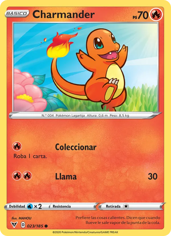 Carta Charmander de la expansión Voltaje Vívido, número 23/185