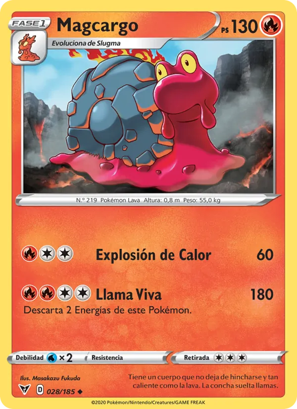Carta Magcargo de la expansión Voltaje Vívido, número 28/185