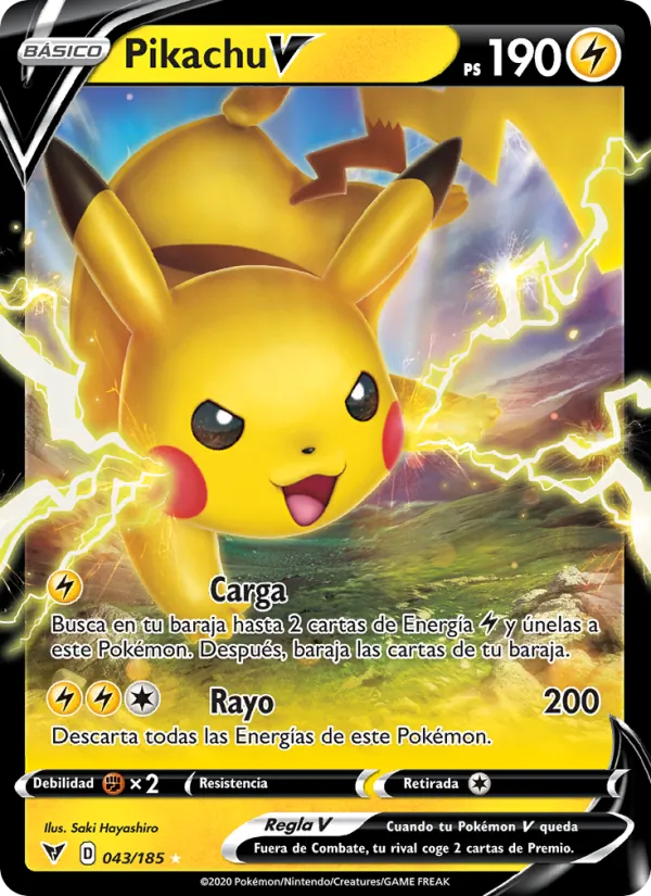 Carta Pikachu V de la expansión Voltaje Vívido, número 43/185