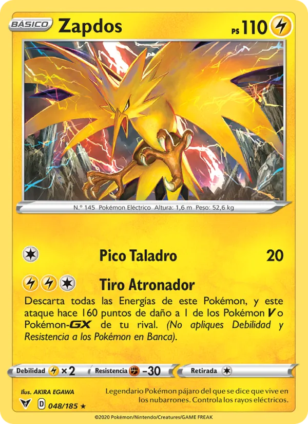 Carta Zapdos de la expansión Voltaje Vívido, número 48/185