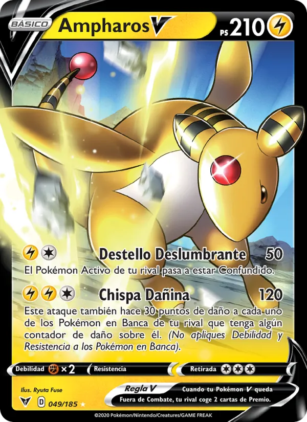 Carta Ampharos V de la expansión Voltaje Vívido, número 49/185