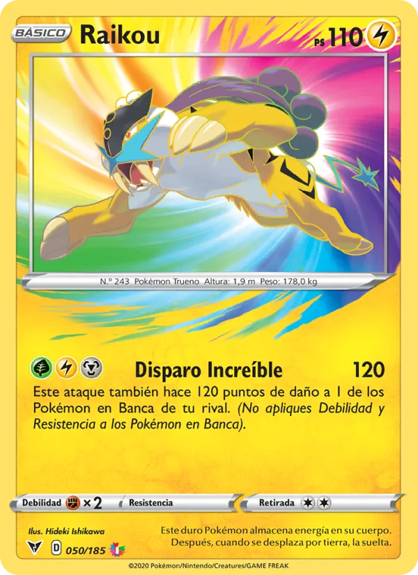 Carta Raikou de la expansión Voltaje Vívido, número 50/185