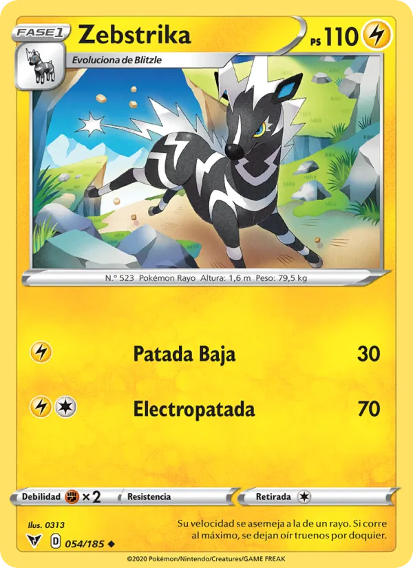 Carta Zebstrika de la expansión Voltaje Vívido, número 54/185