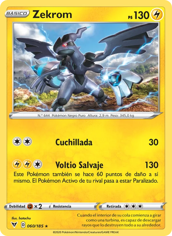 Carta Zekrom de la expansión Voltaje Vívido, número 60/185