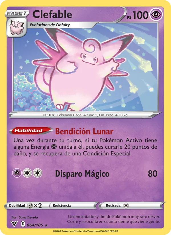 Carta Clefable de la expansión Voltaje Vívido, número 64/185