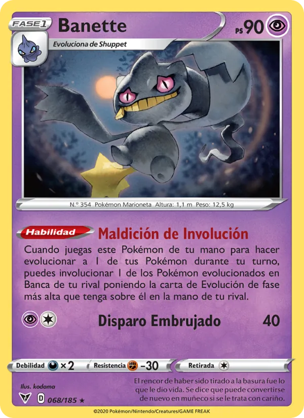 Carta Banette de la expansión Voltaje Vívido, número 68/185