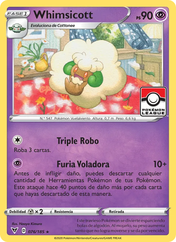 Carta Whimsicott de la expansión Voltaje Vívido, número 76/185