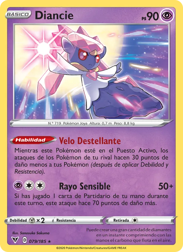 Carta Diancie de la expansión Voltaje Vívido, número 79/185