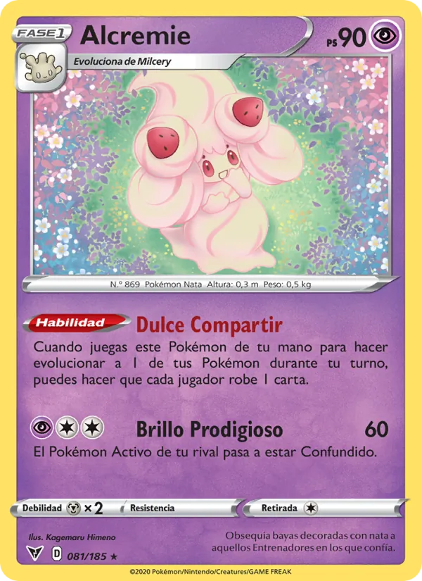 Carta Alcremie de la expansión Voltaje Vívido, número 81/185