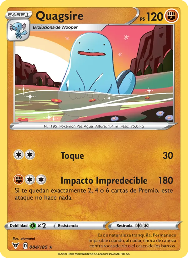 Carta Quagsire de la expansión Voltaje Vívido, número 84/185