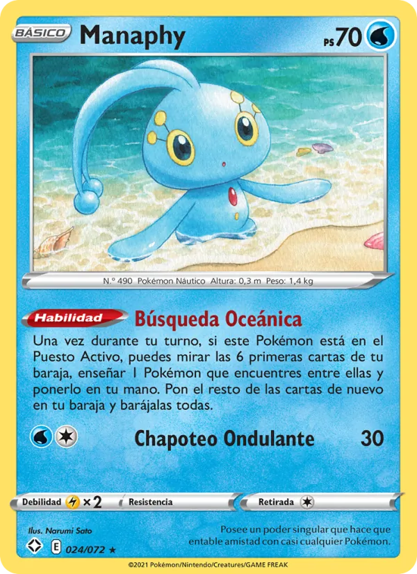 Carta Manaphy de la expansión Destinos Brillantes, número 24/72