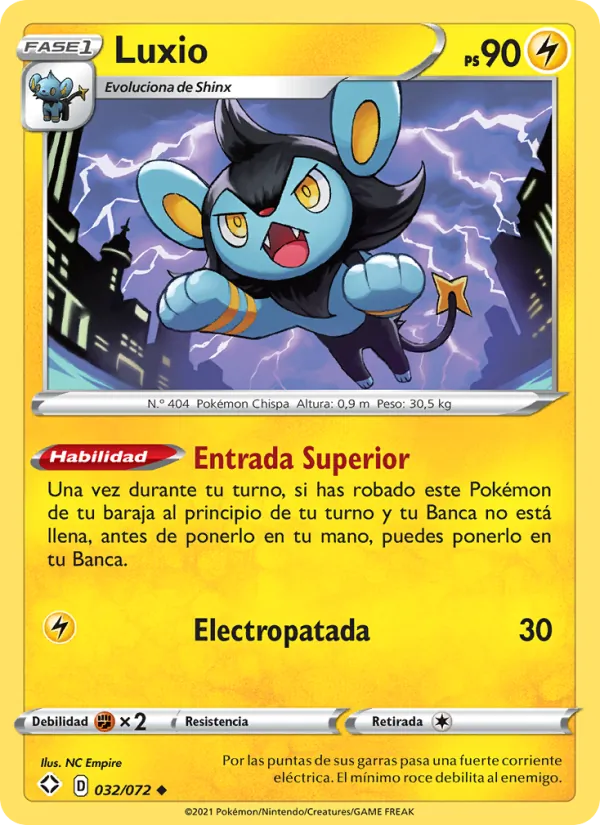 Carta Luxio de la expansión Destinos Brillantes, número 32/72