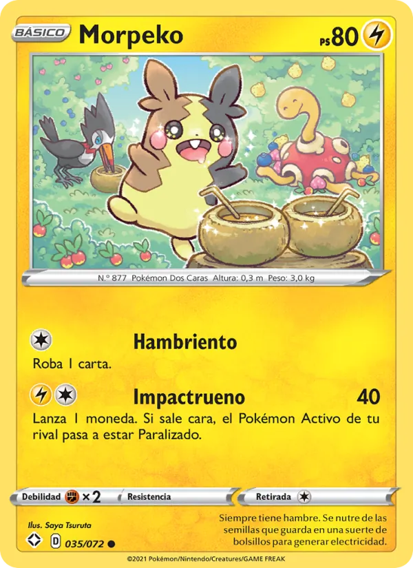 Carta Morpeko de la expansión Destinos Brillantes, número 35/72