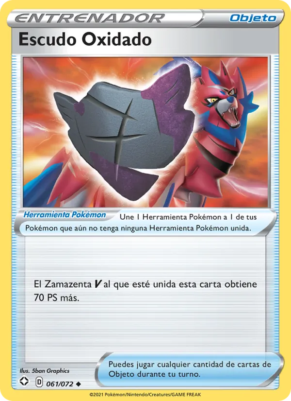 Carta Escudo Oxidado de la expansión Destinos Brillantes, número 61/72