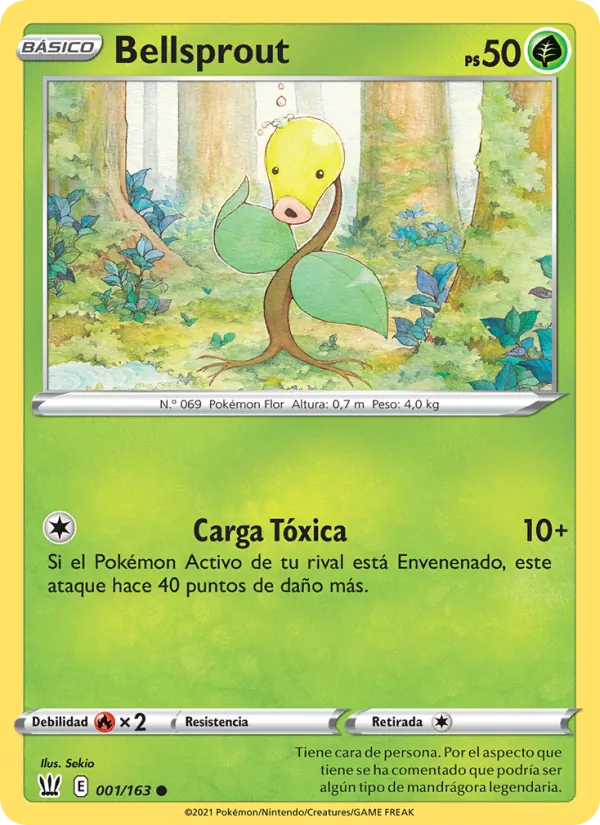 Carta Bellsprout de la expansión Estilos de Combate, número 1/163