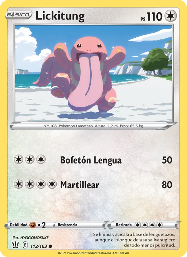 Carta Lickitung de la expansión Estilos de Combate, número 113/163