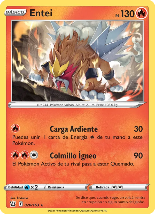 Carta Entei de la expansión Estilos de Combate, número 20/163