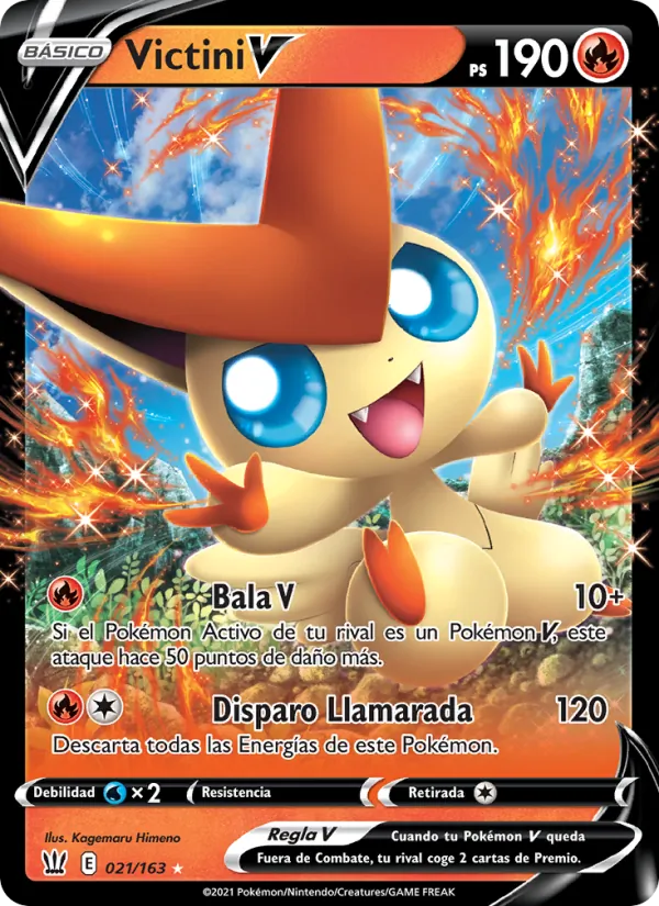 Carta Victini V de la expansión Estilos de Combate, número 21/163