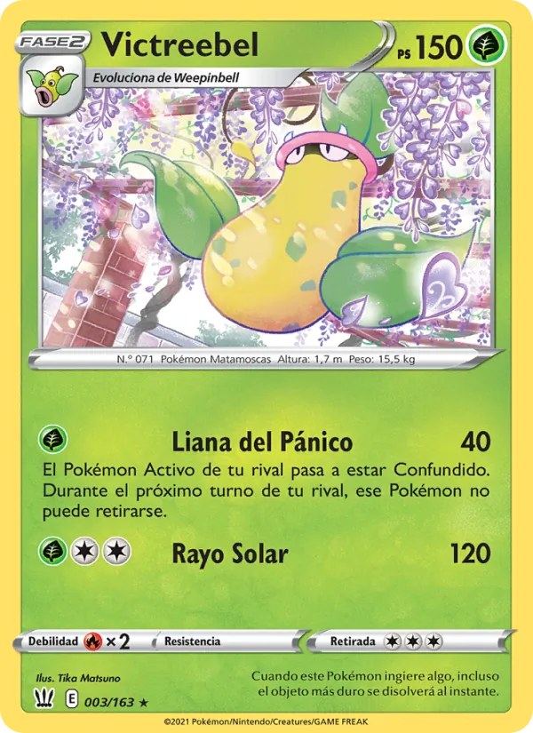 Carta Victreebel de la expansión Estilos de Combate, número 3/163