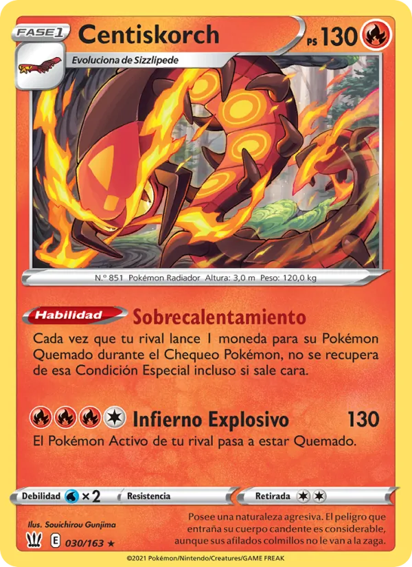 Carta Centiskorch de la expansión Estilos de Combate, número 30/163