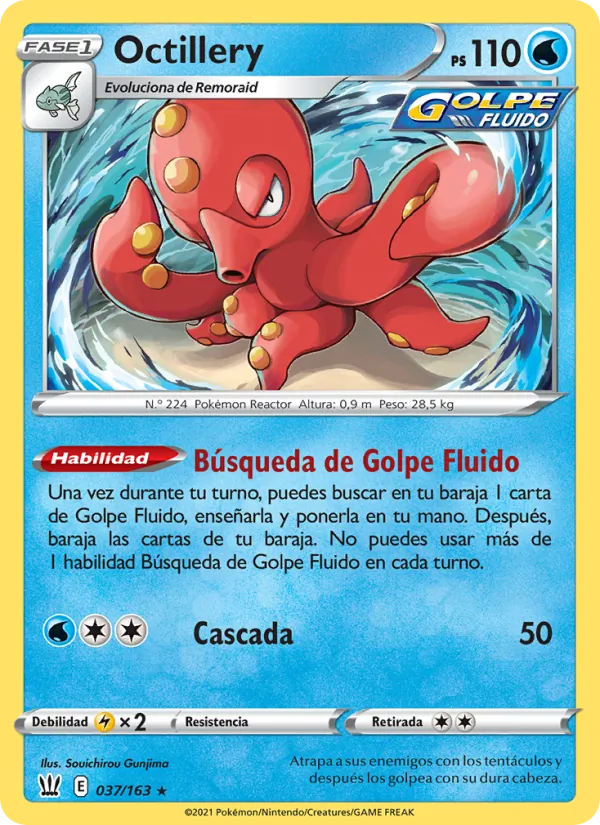 Carta Octillery de la expansión Estilos de Combate, número 37/163