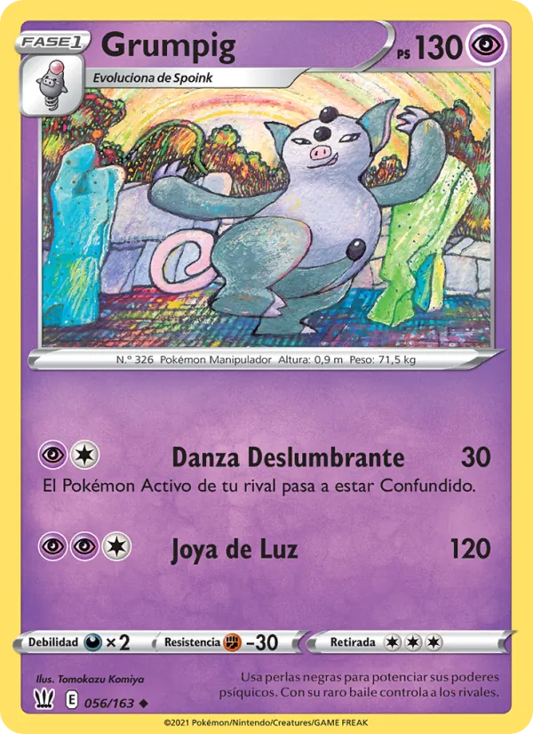 Carta Grumpig de la expansión Estilos de Combate, número 56/163