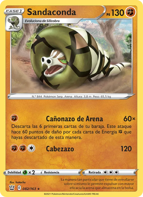 Carta Sandaconda de la expansión Estilos de Combate, número 82/163