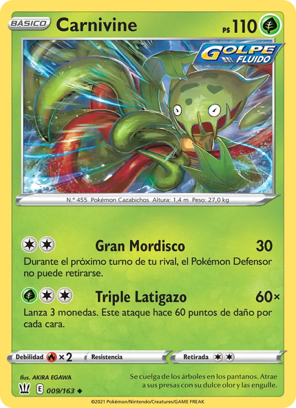 Carta Carnivine de la expansión Estilos de Combate, número 9/163
