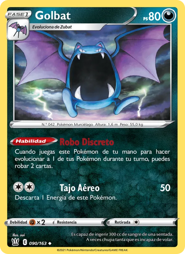 Carta Golbat de la expansión Estilos de Combate, número 90/163