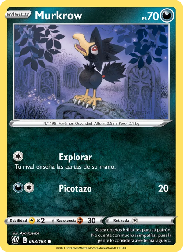 Carta Murkrow de la expansión Estilos de Combate, número 93/163