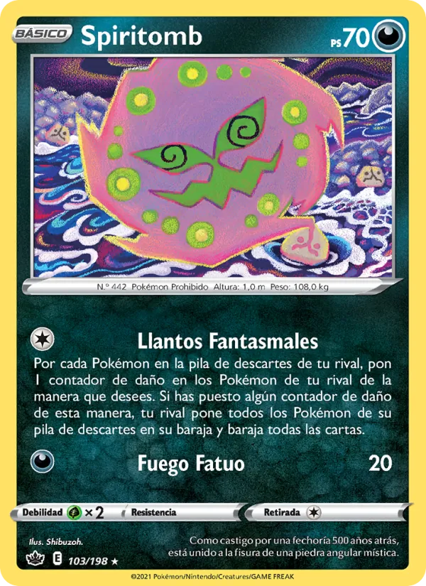 Carta Spiritomb de la expansión Reinado Escalofriante, número 103/198