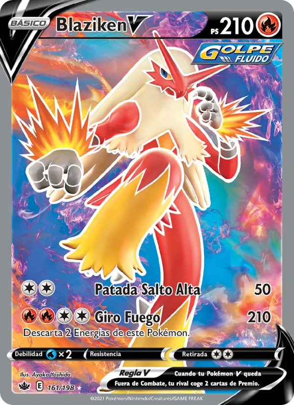 Carta Blaziken V de la expansión Reinado Escalofriante, número 161/198