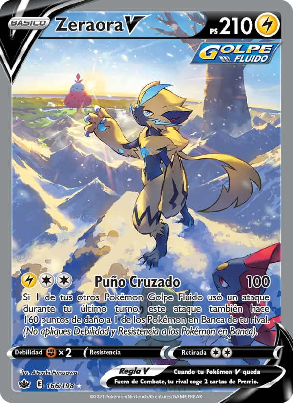 Carta Zeraora V de la expansión Reinado Escalofriante, número 166/198
