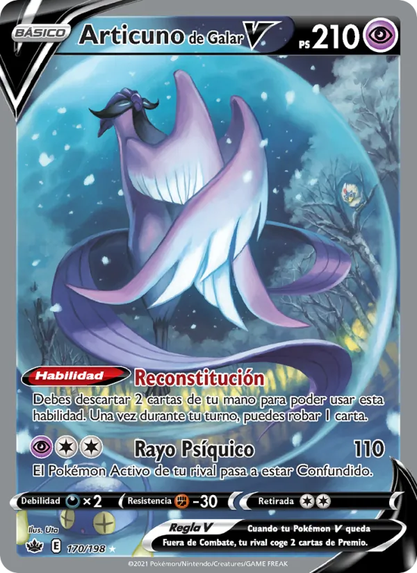 Carta Articuno de Galar V de la expansión Reinado Escalofriante, número 170/198